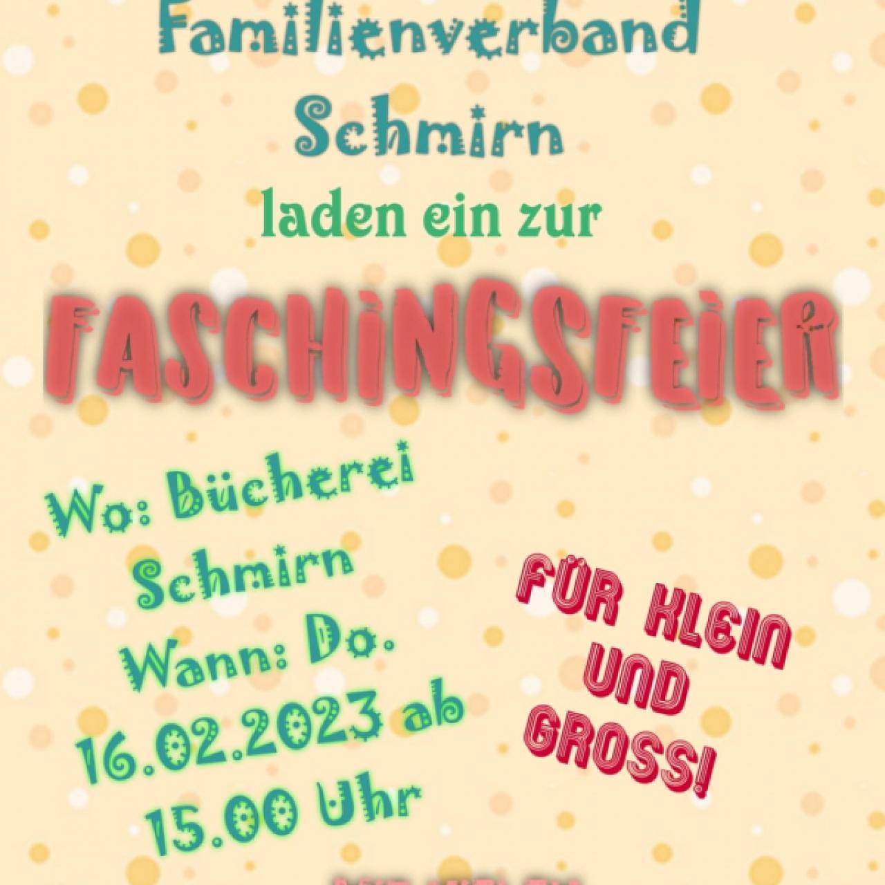 Faschingsfeier 2023 in der ÖB Schmirn Plakat